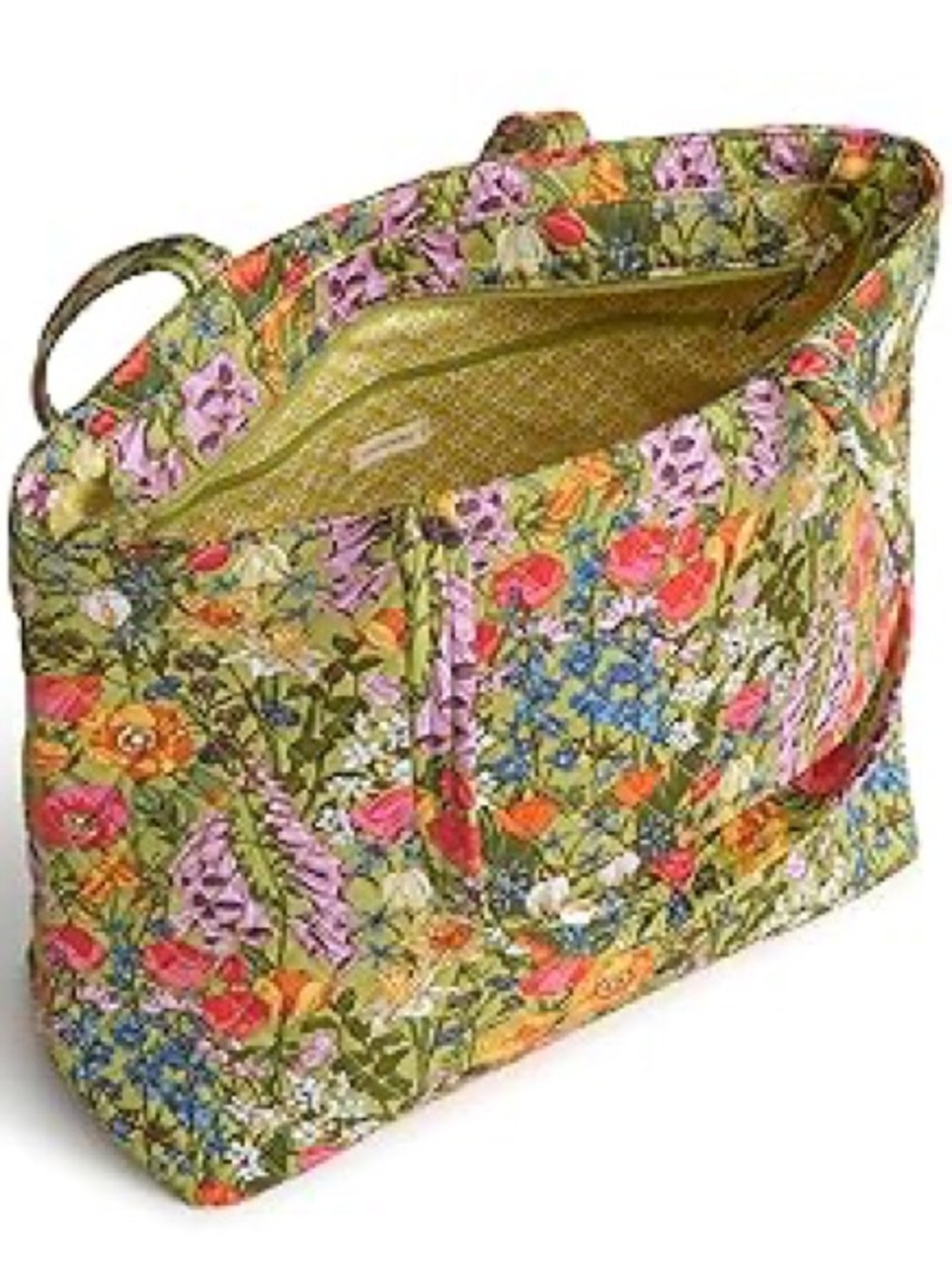 Floral Quilted Tote Bag - Green Multicolor - Picture 3 of 5